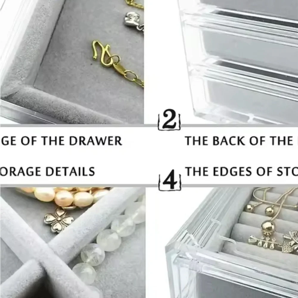 Chic White Jewelry Organizer with Clear Lid and Multiple Compartments 0227